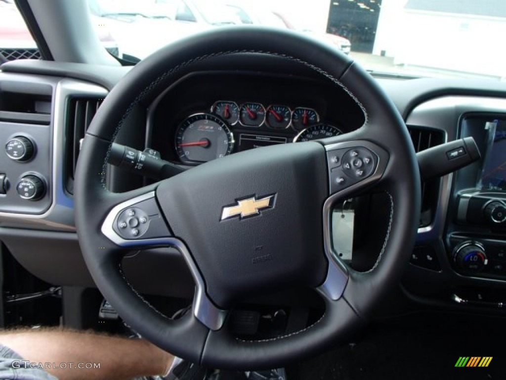 2014 Chevrolet Silverado 1500 LTZ Z71 Double Cab 4x4 Jet Black Steering Wheel Photo #84648575