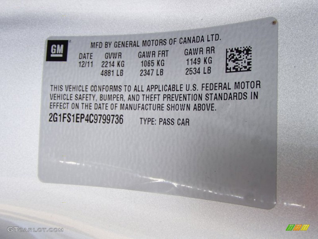 2012 Chevrolet Camaro ZL1 Info Tag Photo #84652649