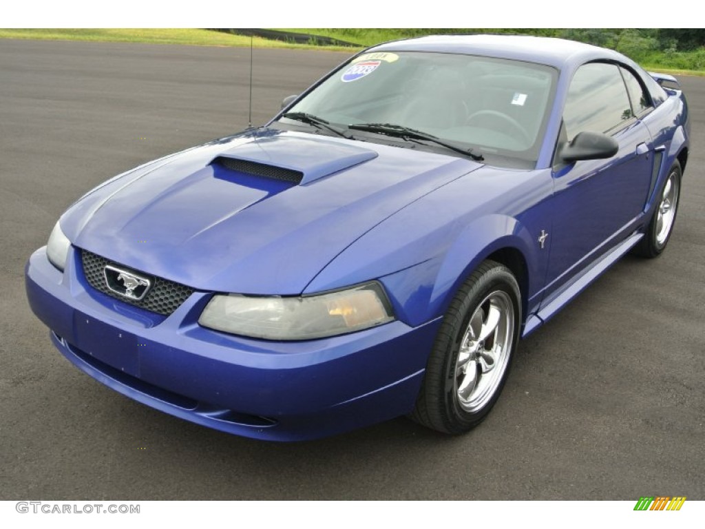 2003 Mustang V6 Coupe - Sonic Blue Metallic / Dark Charcoal photo #2