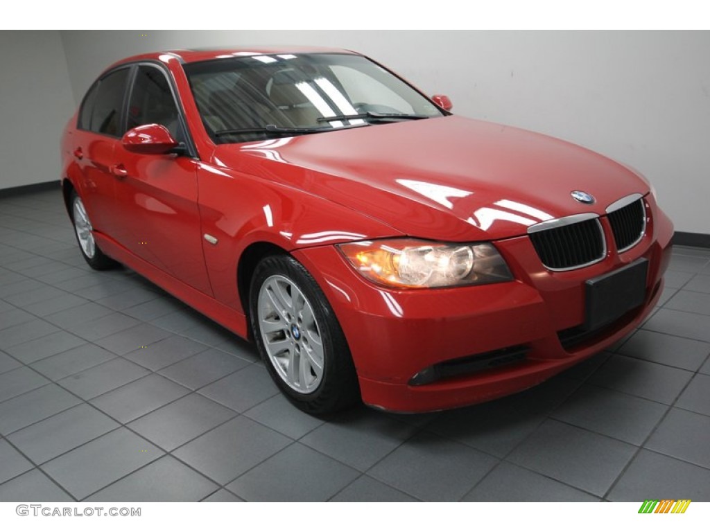 2006 3 Series 325i Sedan - Electric Red / Beige photo #1