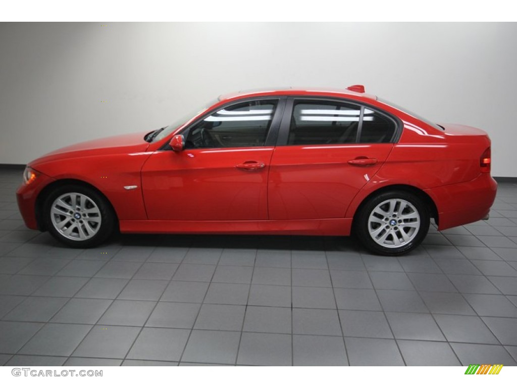 2006 3 Series 325i Sedan - Electric Red / Beige photo #2