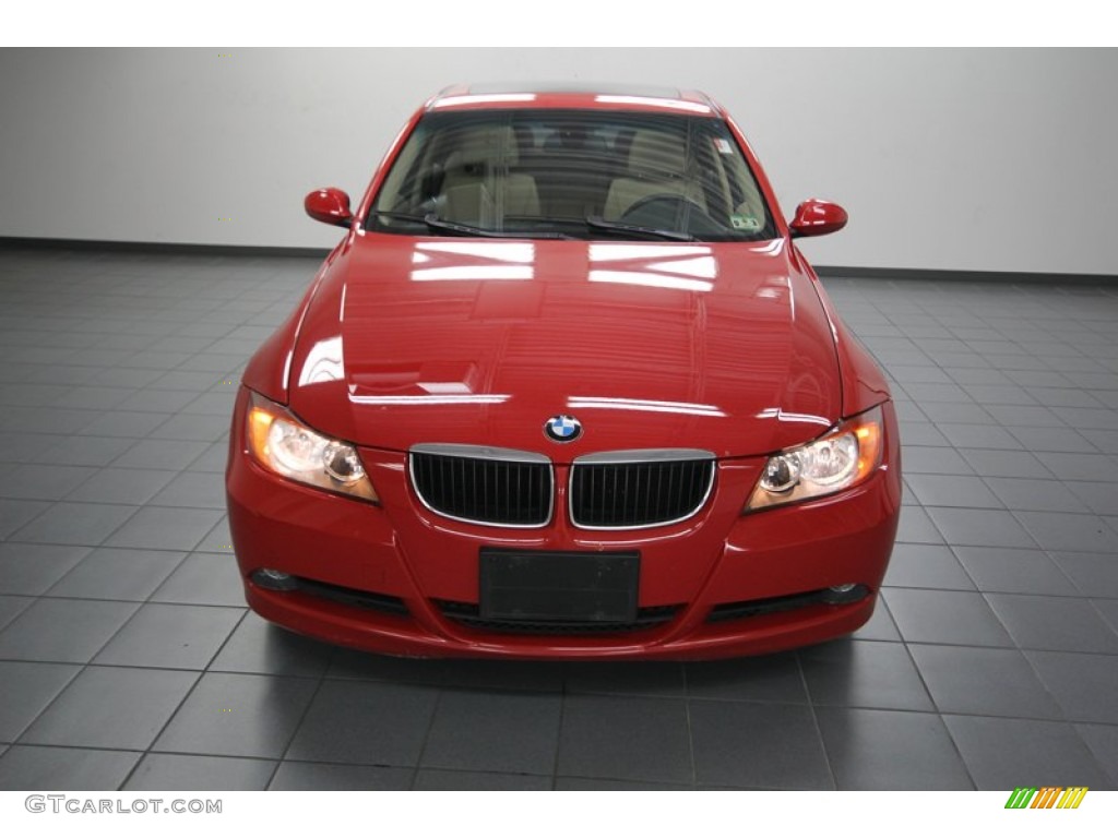 2006 3 Series 325i Sedan - Electric Red / Beige photo #6