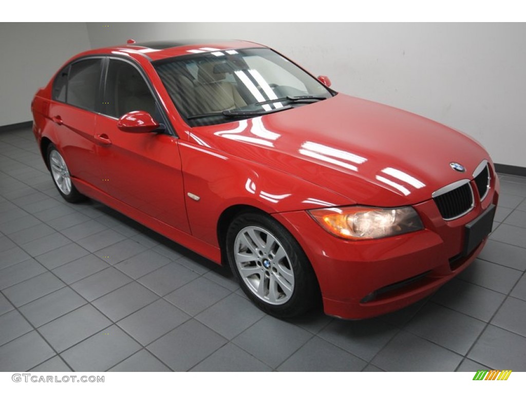 2006 3 Series 325i Sedan - Electric Red / Beige photo #8