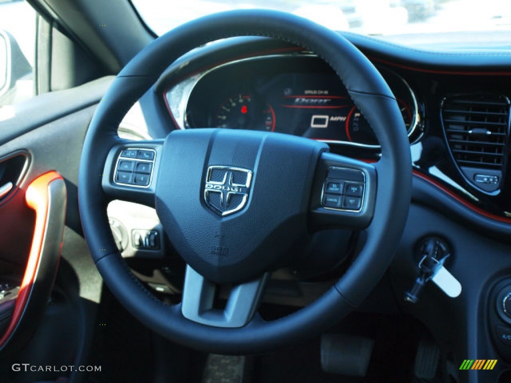 2013 Dodge Dart GT Black Steering Wheel Photo #84659384