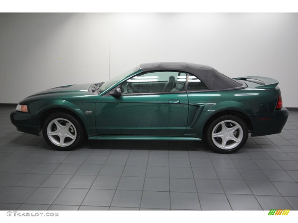 2000 Mustang GT Convertible - Amazon Green Metallic / Medium Graphite photo #2