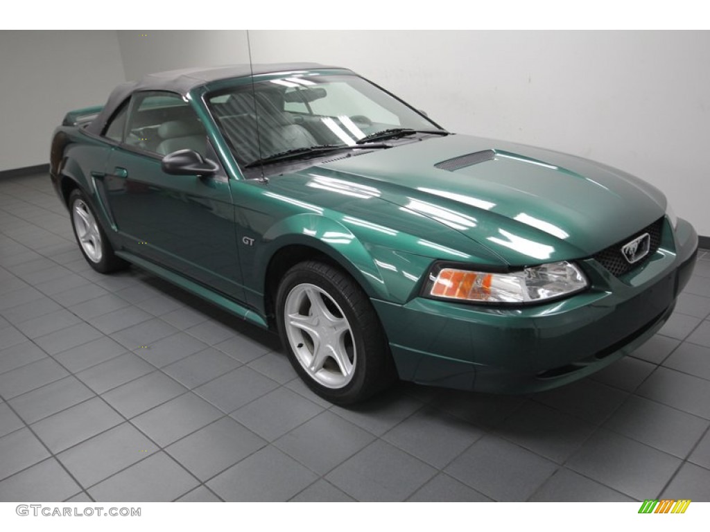 2000 Mustang GT Convertible - Amazon Green Metallic / Medium Graphite photo #10