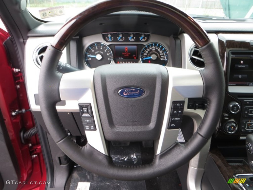 2013 Ford F150 Platinum SuperCrew 4x4 Black Steering Wheel Photo #84664088