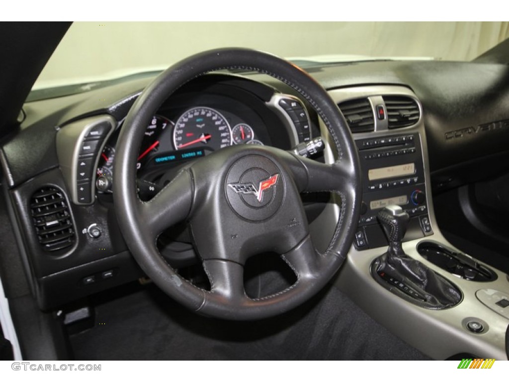 2005 Chevrolet Corvette Coupe Ebony Steering Wheel Photo #84668027