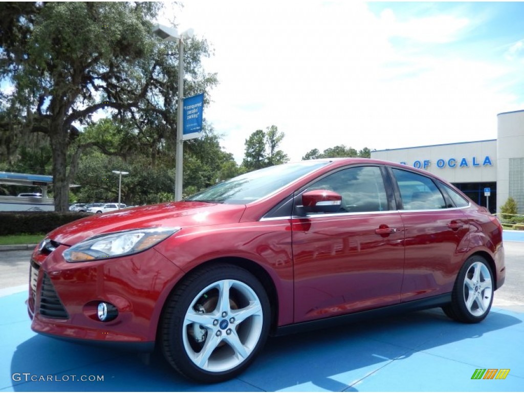 2013 Focus Titanium Sedan - Ruby Red / Charcoal Black photo #1