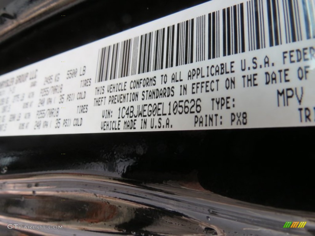 2014 Wrangler Unlimited Color Code PX8 for Black Photo #84673154