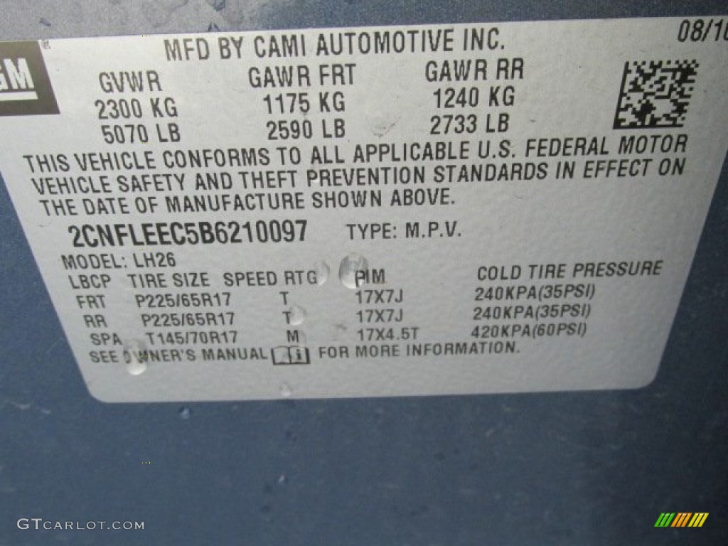 2011 Equinox LT AWD - Twilight Blue Metallic / Jet Black photo #19