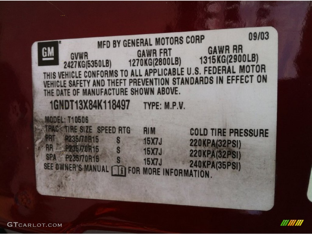 2004 Blazer LS 4x4 - Dark Cherry Red Metallic / Medium Gray photo #11