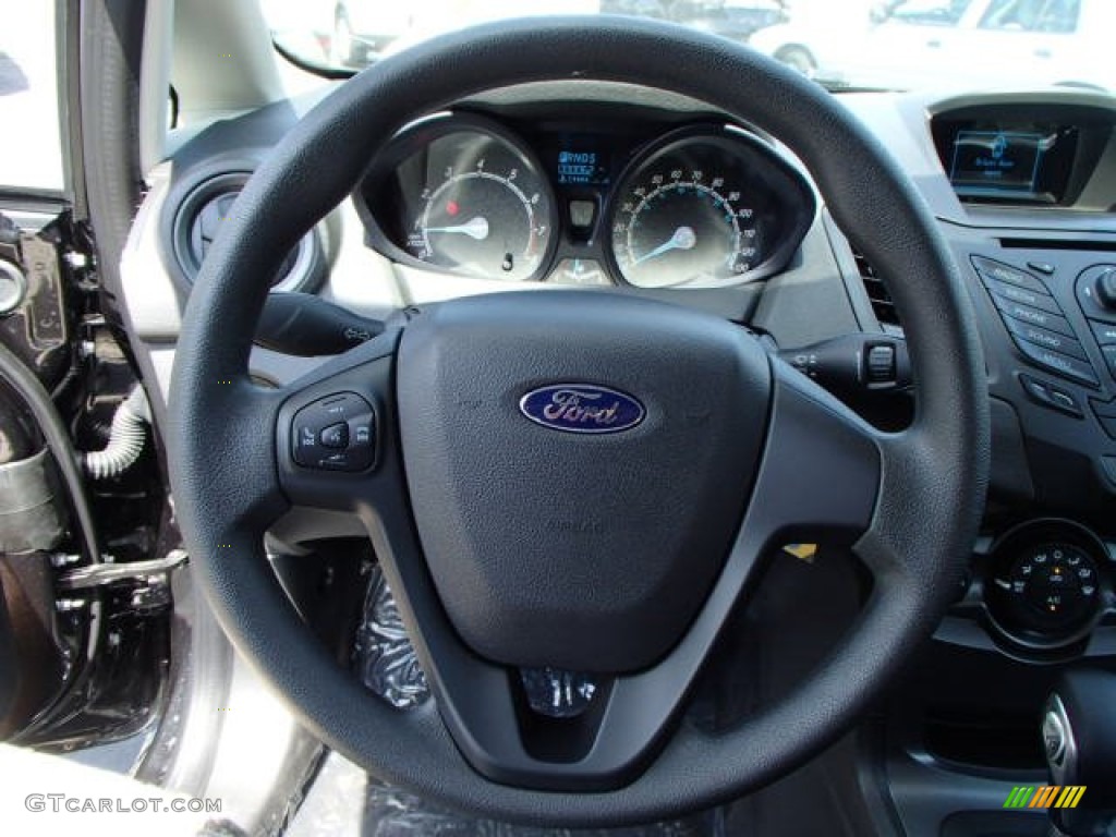 2014 Ford Fiesta S Hatchback Charcoal Black Steering Wheel Photo #84686783