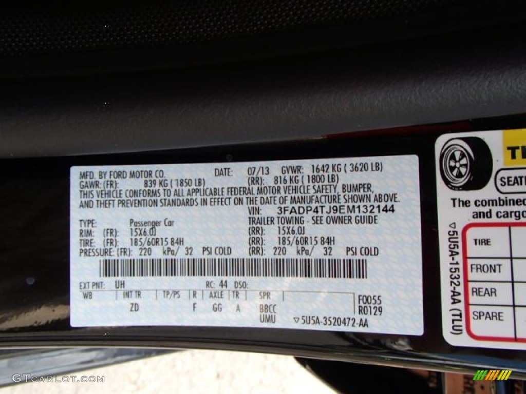 2014 Fiesta Color Code UH for Tuxedo Black Photo #84686849
