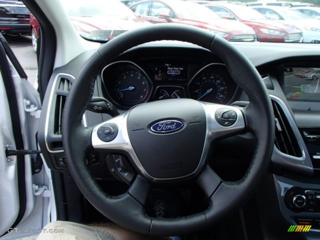 2014 Ford Focus Titanium Sedan Charcoal Black Steering Wheel Photo #84687456