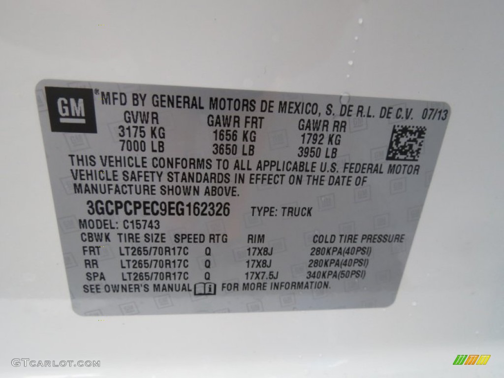 2014 Chevrolet Silverado 1500 WT Crew Cab Info Tag Photo #84693266