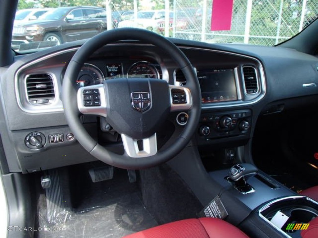 2014 Dodge Charger SXT Plus AWD Black/Red Dashboard Photo #84694159