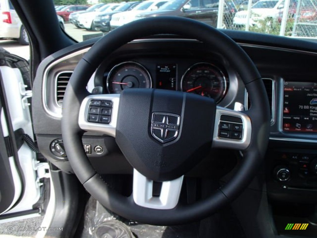 2014 Dodge Charger SXT Plus AWD Black/Red Steering Wheel Photo #84694289