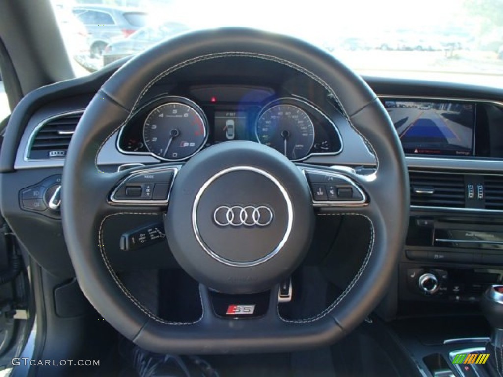 2013 Audi S5 3.0 TFSI quattro Convertible Black Steering Wheel Photo #84698105