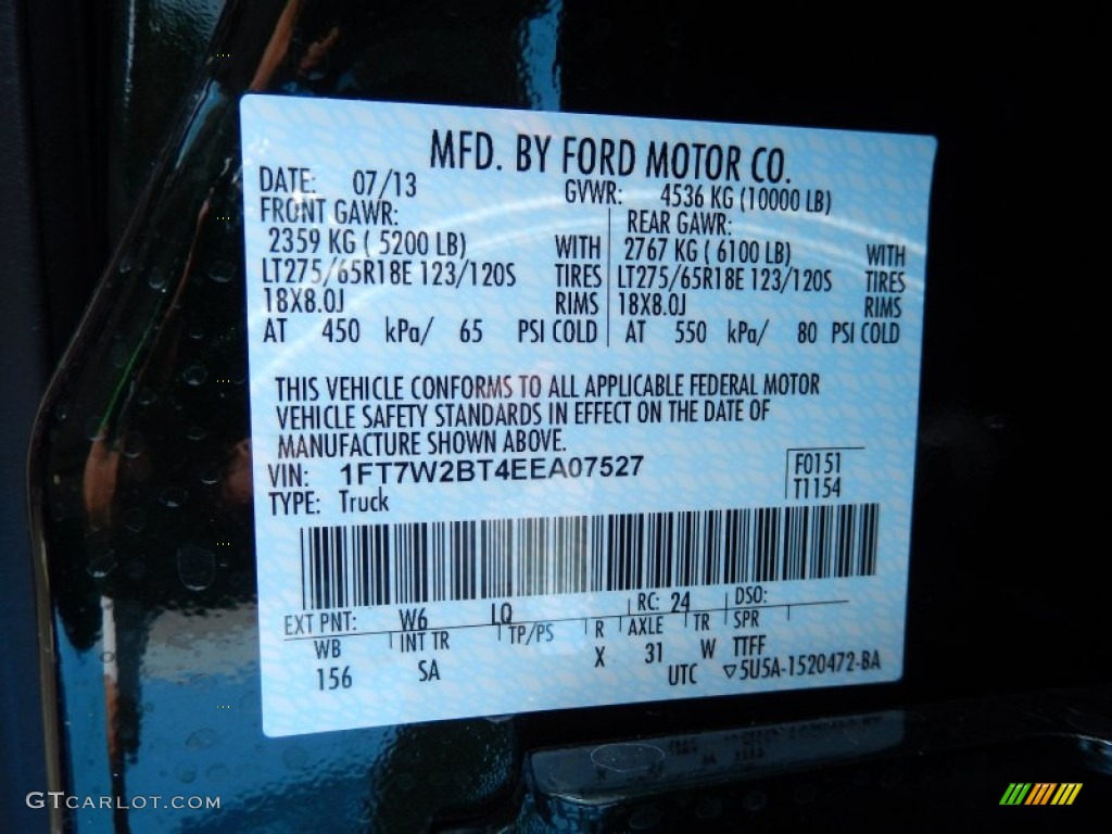 2014 F250 Super Duty Color Code W6 for Green Gem Metallic Photo #84699452