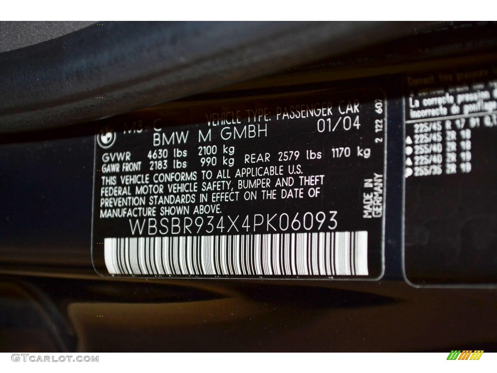2004 BMW M3 Convertible Info Tag Photo #84700178