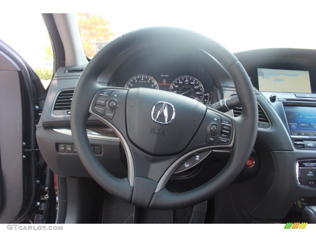 2014 Acura RLX Advance Package Ebony Steering Wheel Photo #84705888