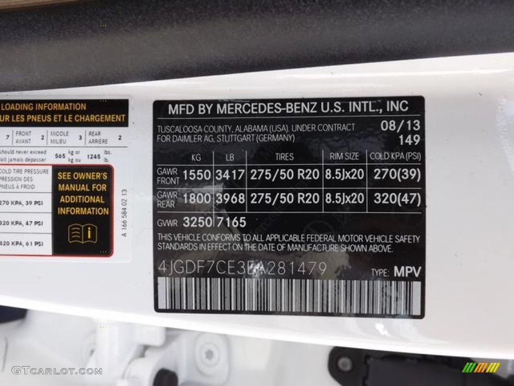 2014 GL Color Code 149 for Polar White Photo #84713237