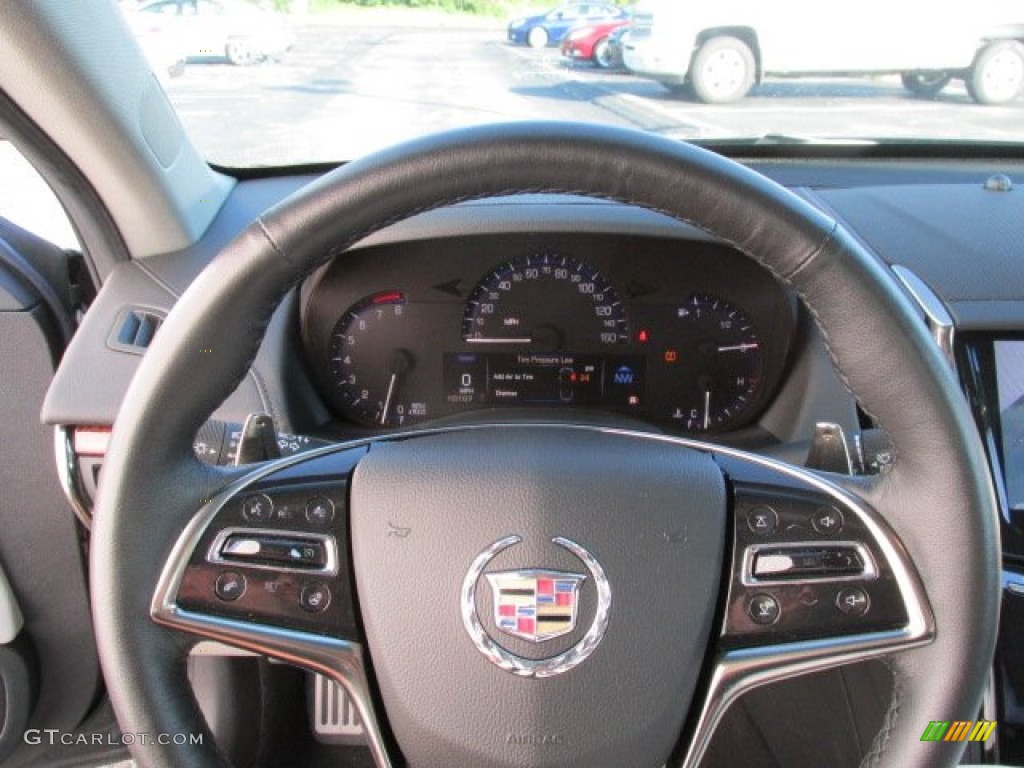 2013 Cadillac ATS 3.6L Premium AWD Light Platinum/Jet Black Accents Steering Wheel Photo #84724206
