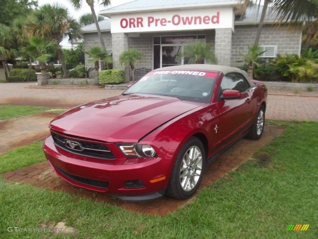 2012 Mustang V6 Premium Convertible - Red Candy Metallic / Stone photo #1