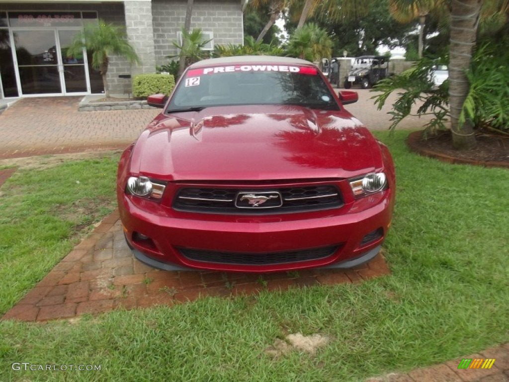 2012 Mustang V6 Premium Convertible - Red Candy Metallic / Stone photo #13