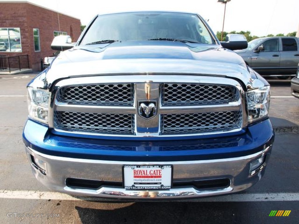 2010 Ram 1500 Laramie Crew Cab 4x4 - Deep Water Blue Pearl / Dark Slate Gray photo #8