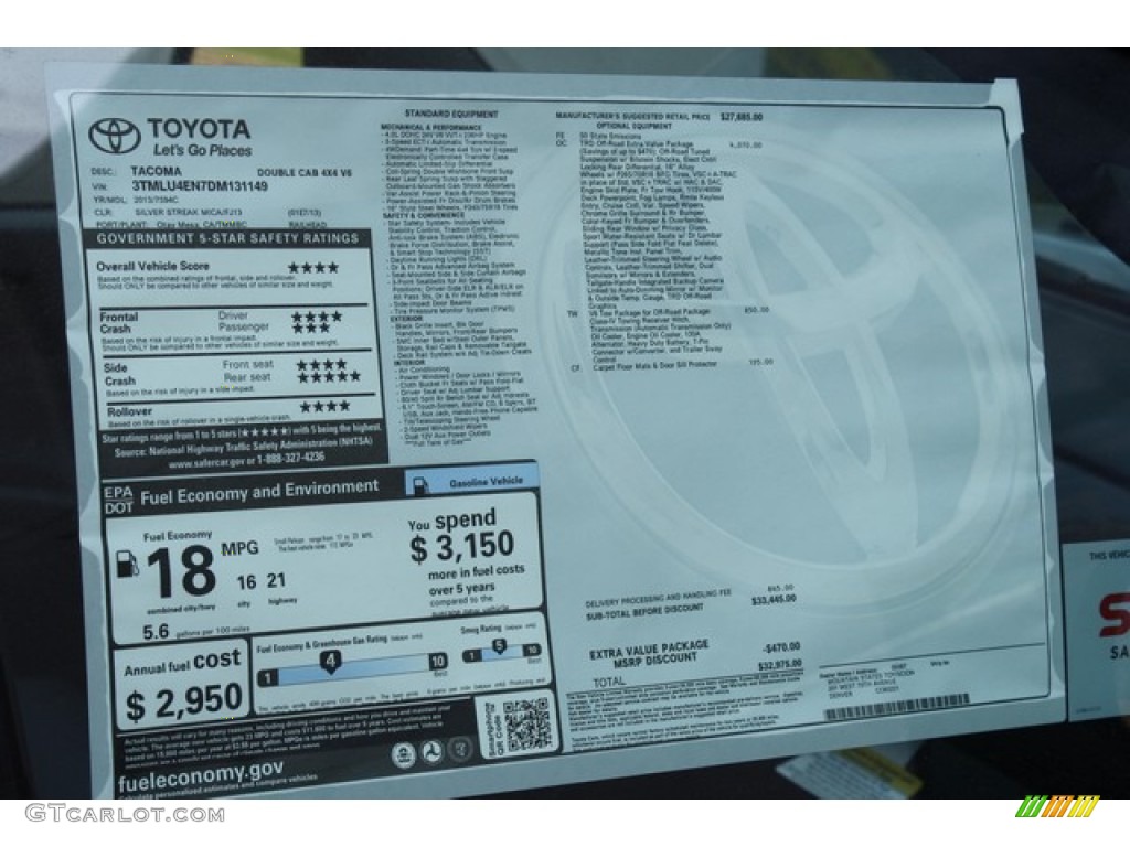 2013 Tacoma V6 SR5 Double Cab 4x4 - Silver Streak Mica / Graphite photo #10