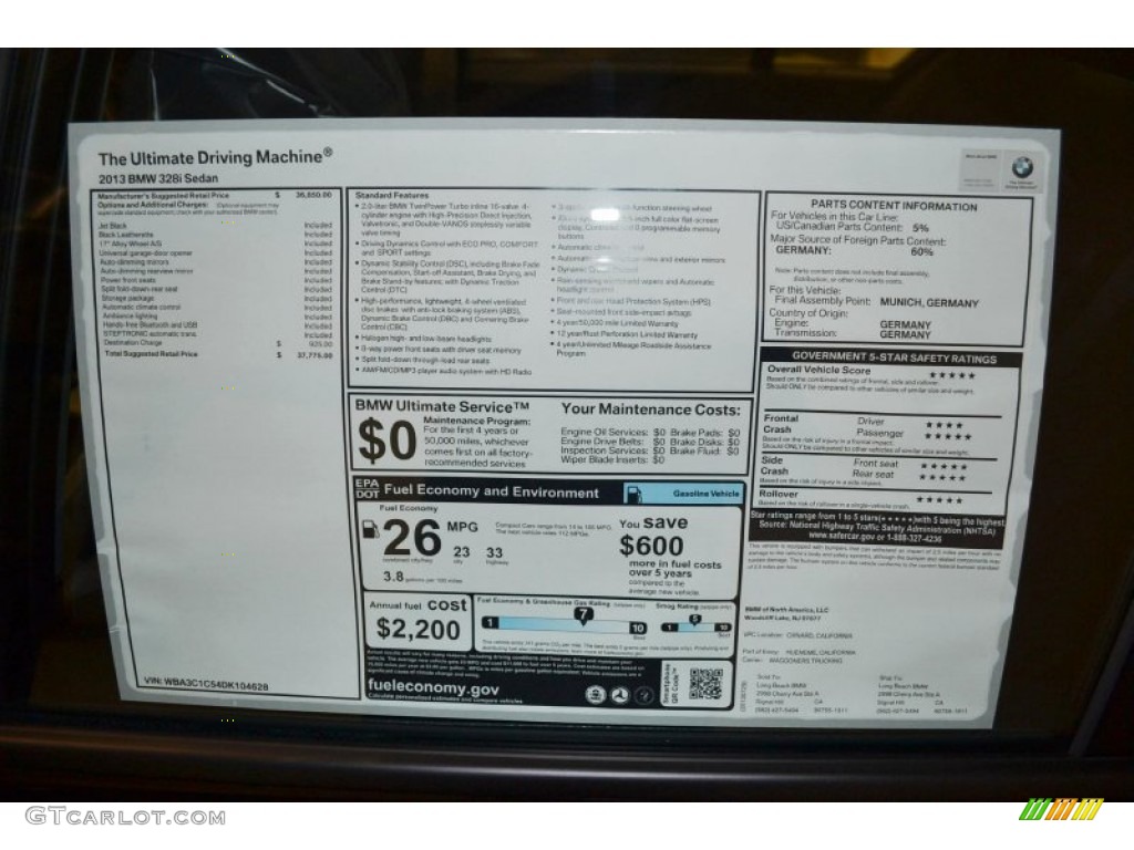 2013 3 Series 328i Sedan - Jet Black / Black photo #5