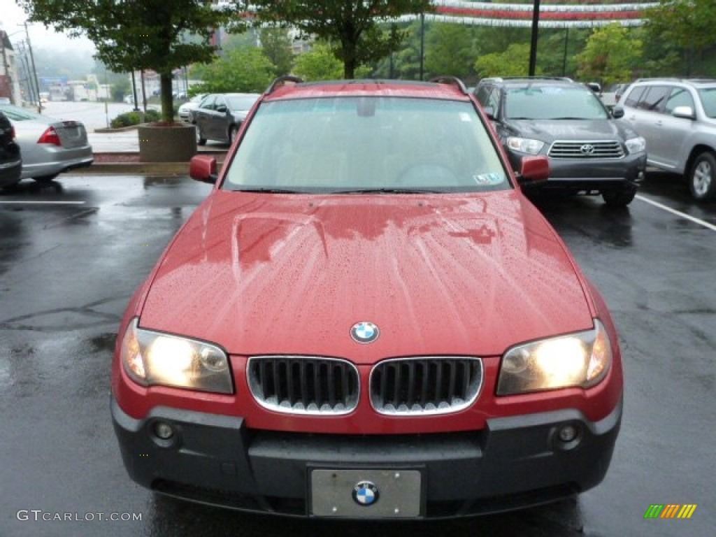 2004 X3 2.5i - Flamenco Red Metallic / Sand Beige photo #15