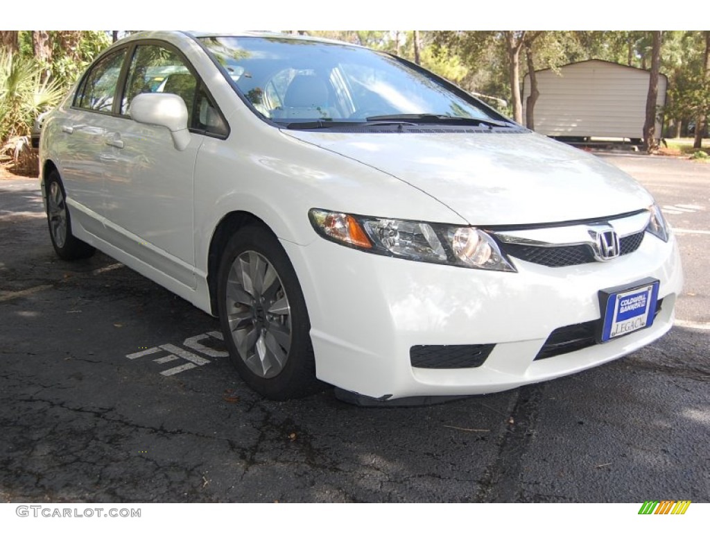 2010 Civic EX-L Sedan - Taffeta White / Beige photo #1