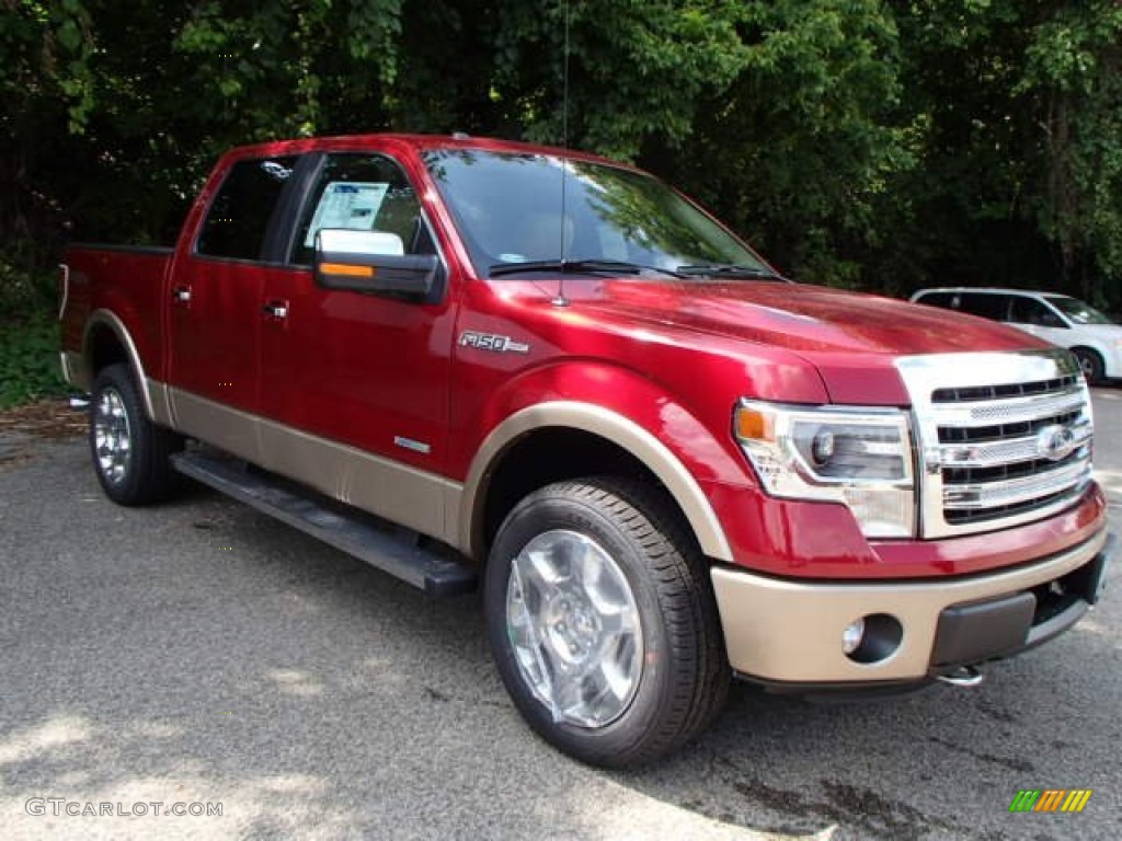 2013 F150 Lariat SuperCrew 4x4 - Ruby Red Metallic / Adobe photo #2