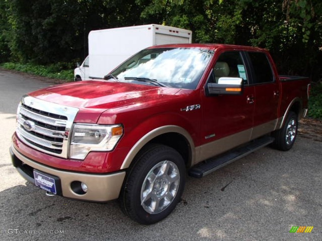 2013 F150 Lariat SuperCrew 4x4 - Ruby Red Metallic / Adobe photo #4