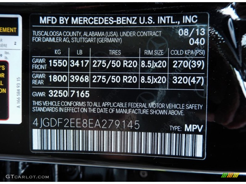 2014 Mercedes-Benz GL 350 BlueTEC 4Matic Color Code Photos