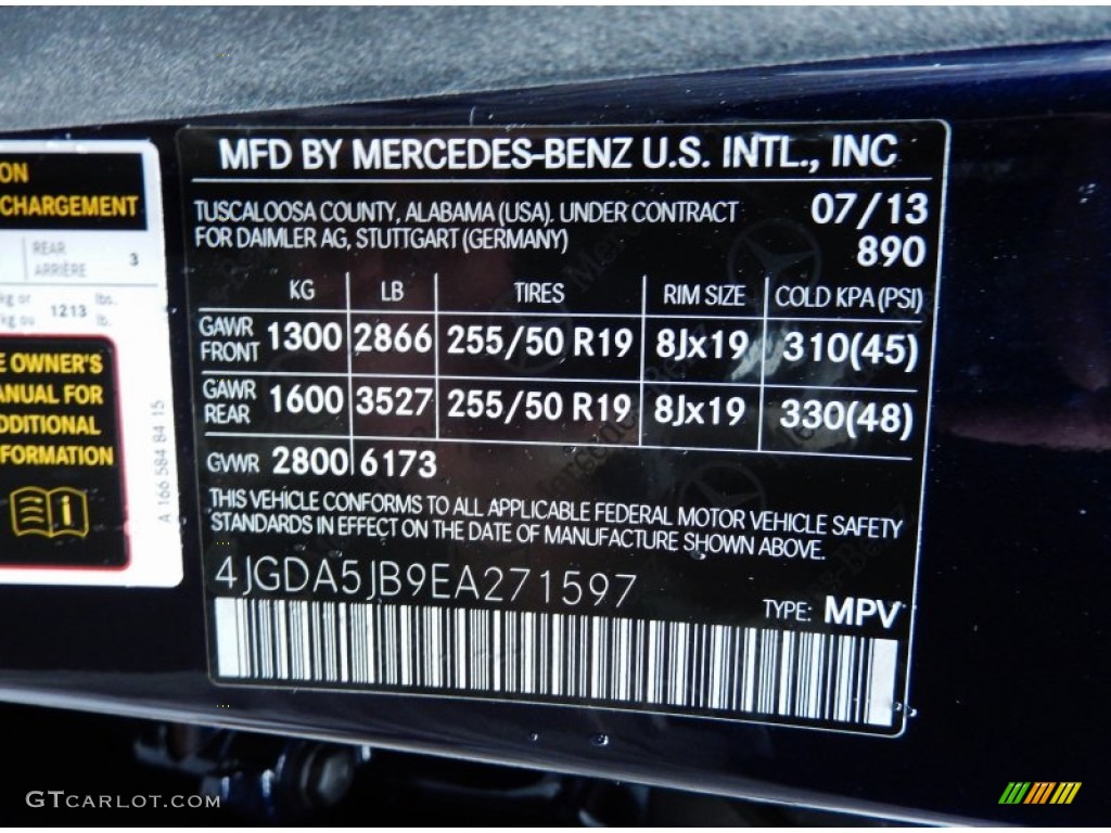 2014 ML Color Code 890 for Lunar Blue Metallic Photo #84758510