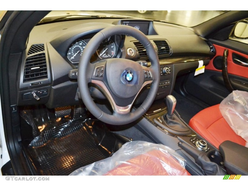 2013 1 Series 128i Convertible - Alpine White / Coral Red photo #6