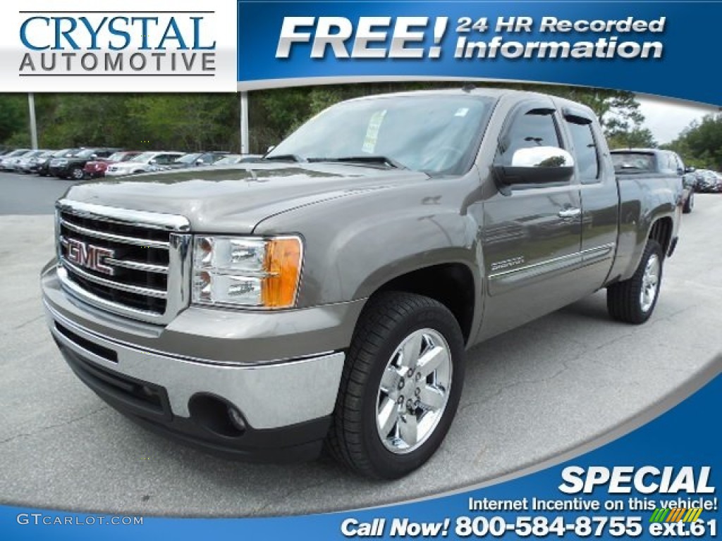 2012 Sierra 1500 SLE Extended Cab - Mocha Steel Metallic / Ebony photo #1