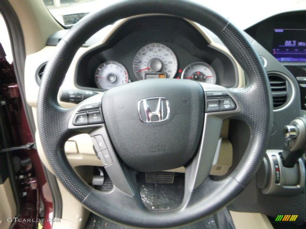 2013 Honda Pilot LX Beige Steering Wheel Photo #84767575