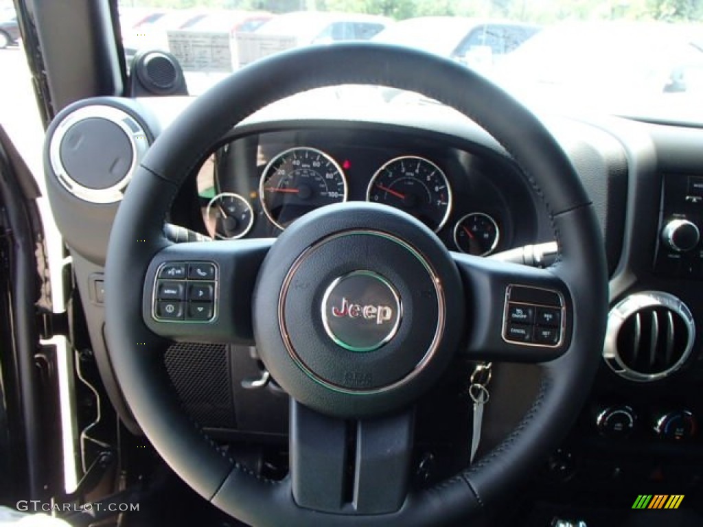 2014 Jeep Wrangler Rubicon 4x4 Black Steering Wheel Photo #84768173