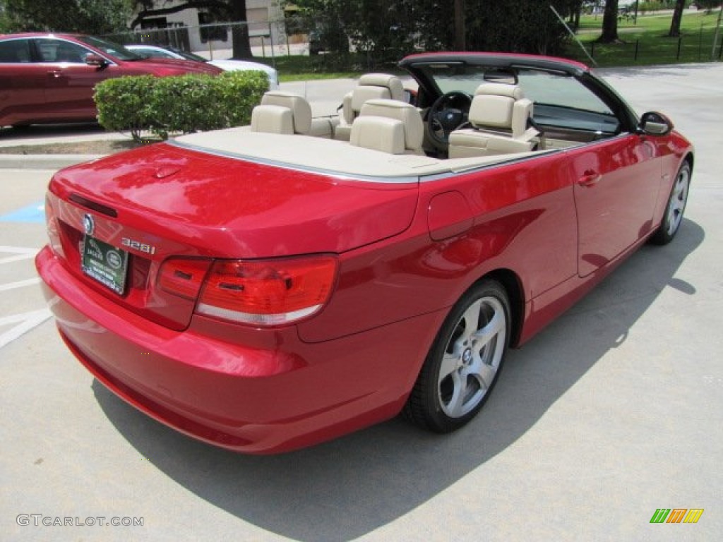 2009 3 Series 328i Convertible - Crimson Red / Cream Beige Dakota Leather photo #13