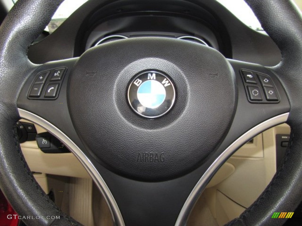 2009 BMW 3 Series 328i Convertible Cream Beige Dakota Leather Steering Wheel Photo #84769532