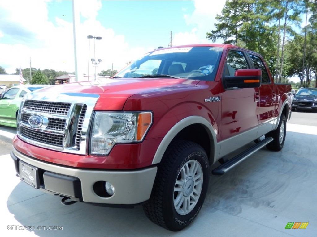 2010 F150 Lariat SuperCrew 4x4 - Red Candy Metallic / Tan photo #1