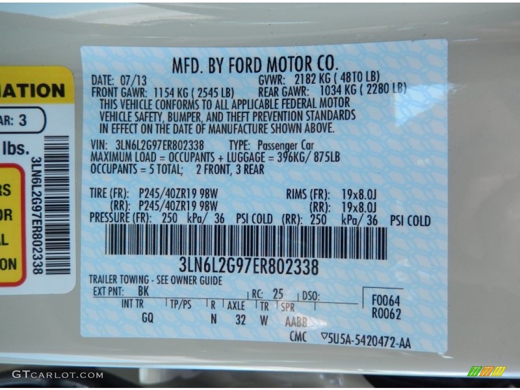 2014 MKZ Color Code BK for Platinum Dune Photo #84776087