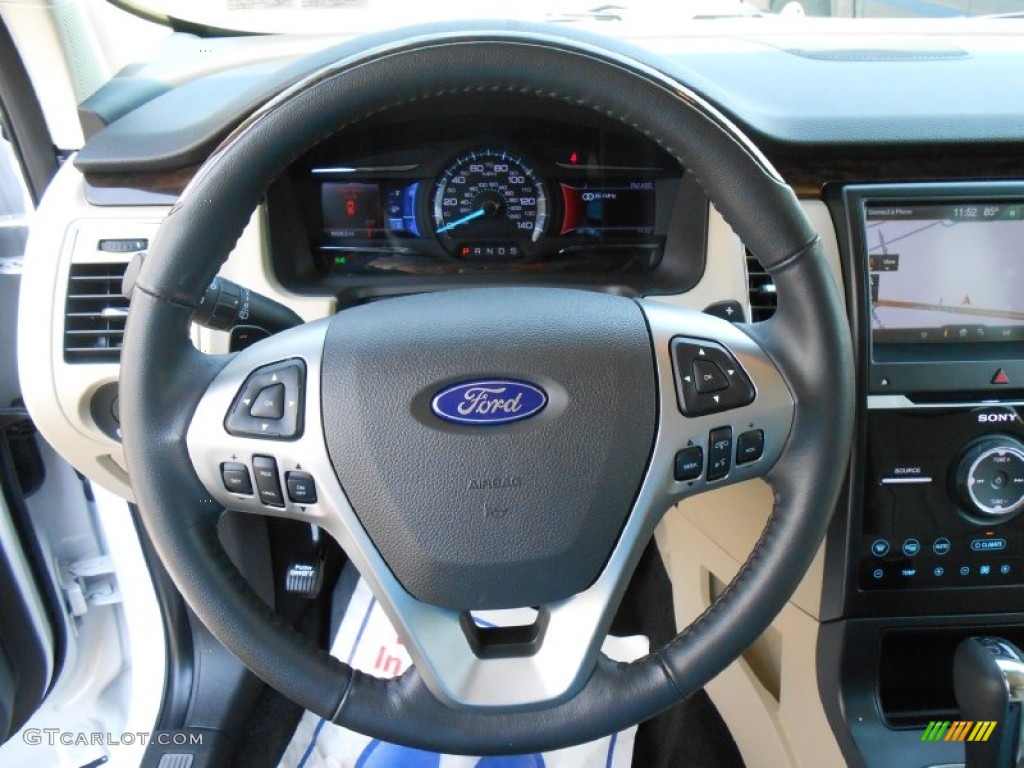 2013 Ford Flex Limited EcoBoost AWD Dune Steering Wheel Photo #84782441