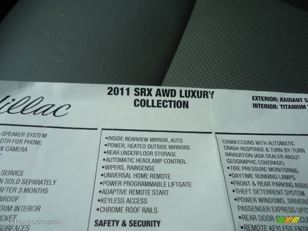 2011 SRX 4 V6 AWD - Radiant Silver Metallic / Titanium/Ebony photo #33
