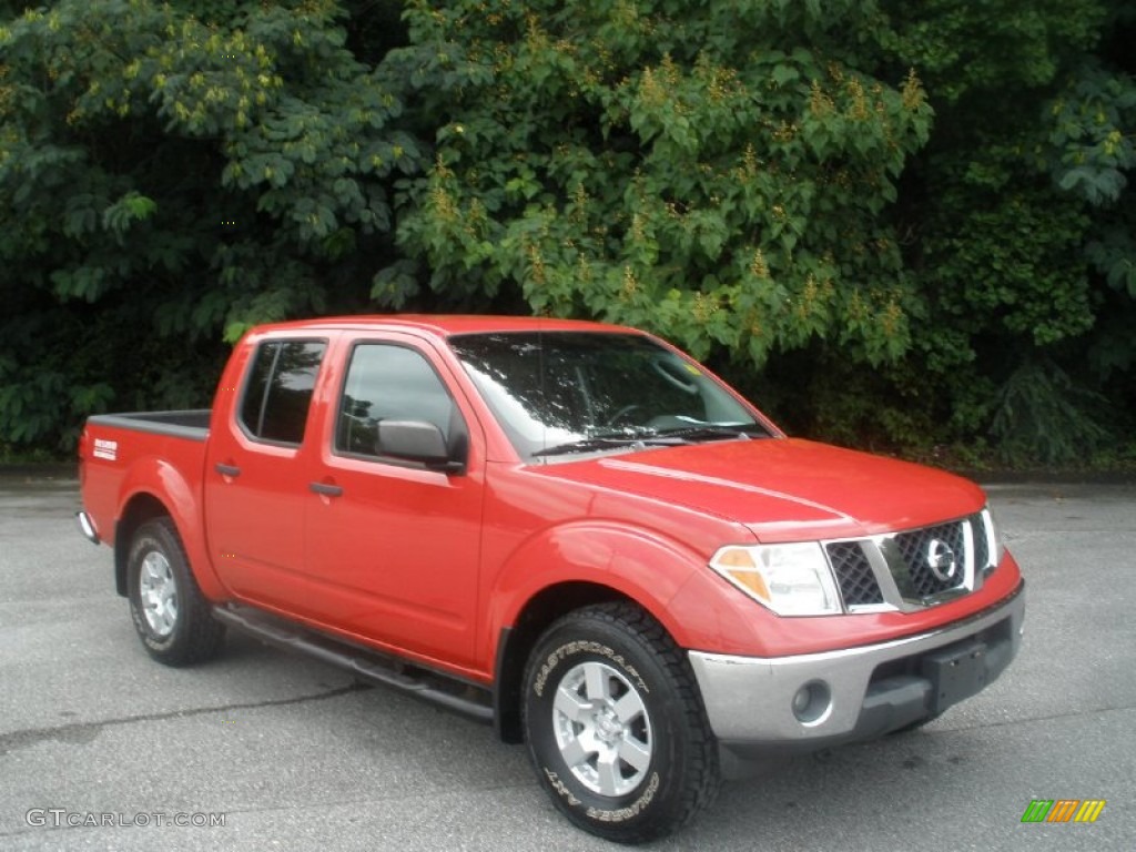 2005 Frontier SE Crew Cab 4x4 - Aztec Red / Steel photo #1